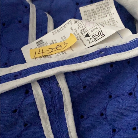 OLIVE DES OLIVE Blue Eyelet Coat Beautiful Buttons - Picture 7 of 7